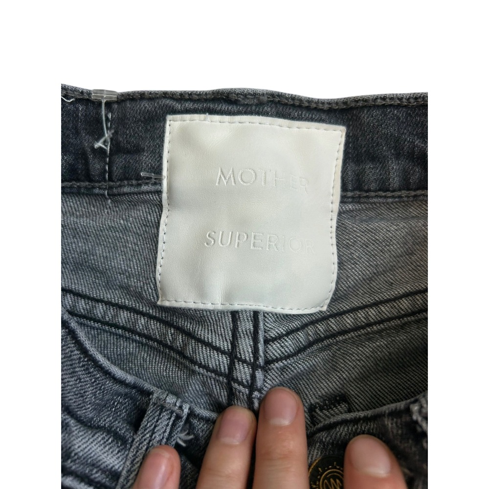 Mother The Rambler Zip Flood Jeans Outta Sight Faded Black Straight Leg Size 23 - Picture 4 of 11